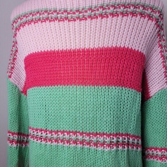 Altar'd State Colorblock Striped Crochet V- Neck Sweater Size Small Relaxed Fit - Picture 8 of 13